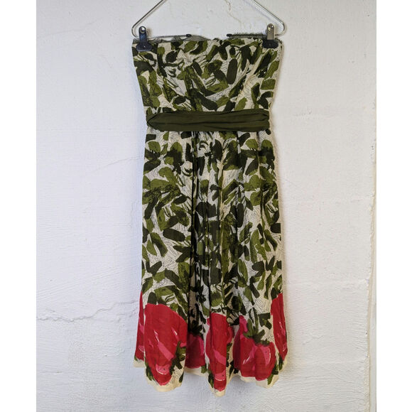 We Love Vera Dresses & Skirts - We Love Vera Strapless Sundress Womens 2 Green Leaves Red Strawberries Wedding